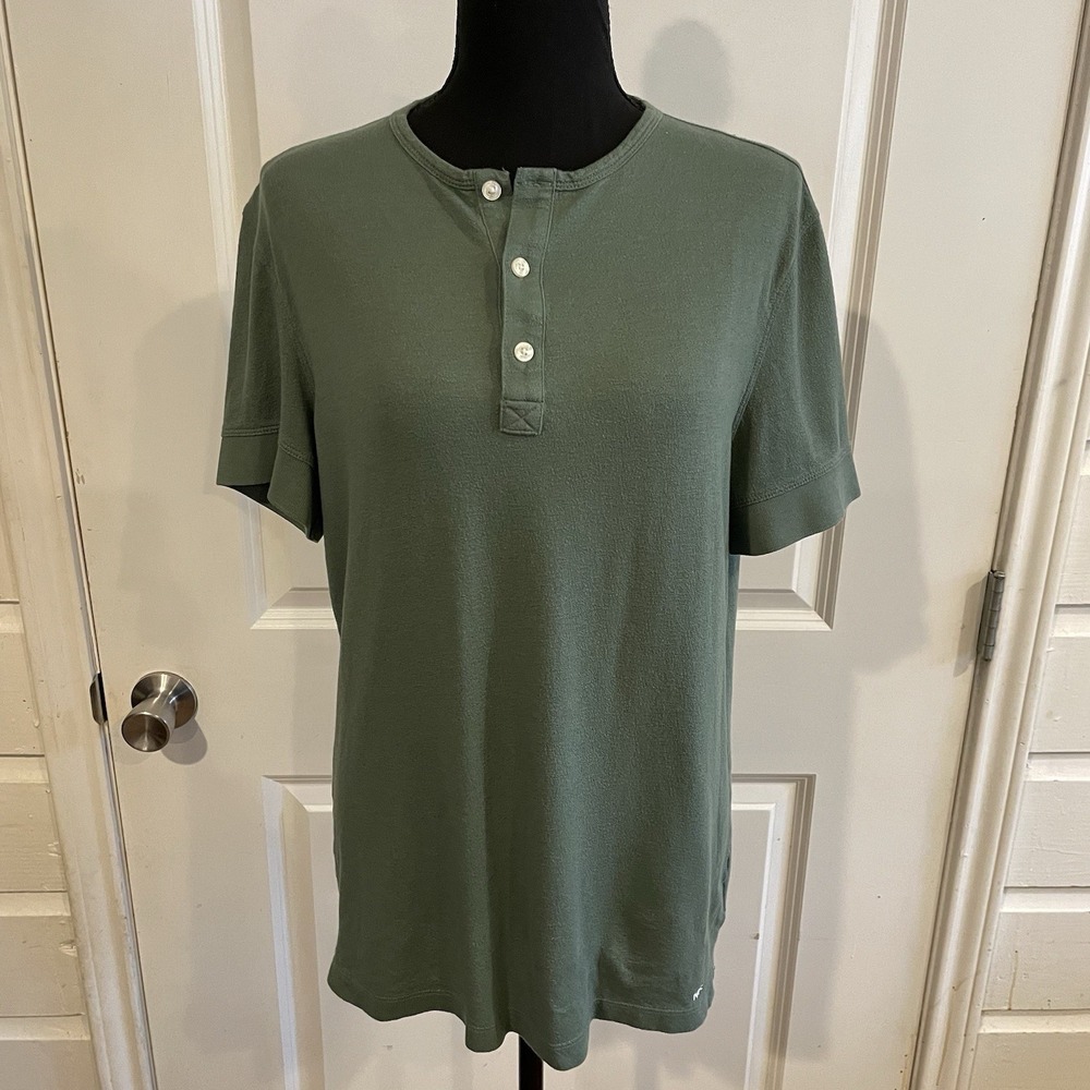 Michael Kors Women's Mulberry Silk Cotton Blend‎ Short Sleeve Green Top Blouse